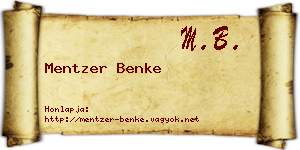 Mentzer Benke névjegykártya